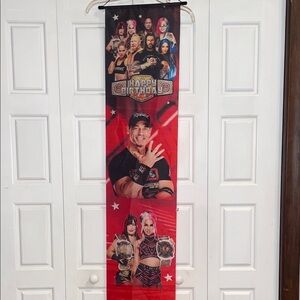 WWE Vibrant Red and Black Happy Birthday Banner